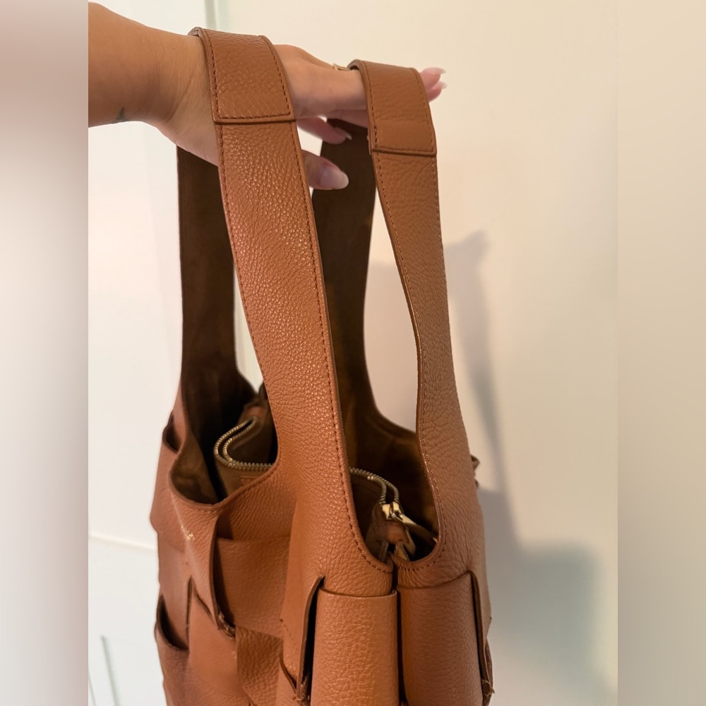 Brown Woven Leather Tote Bag - Picture 9 of 15